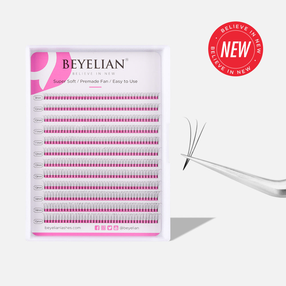 BEYELIAN Easy Fan Eyelash Extensions Mega Volume Lash Extension Light Rapid  Fans Black Stylists Professional Salon Use Practice Super Thin Mink 0.03 D  Curl 11mm